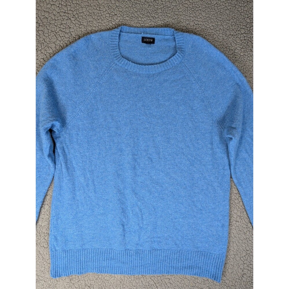 J Crew Sweater Mens Size Large Blue Lambswool Blend Soft Crewneck Pullover